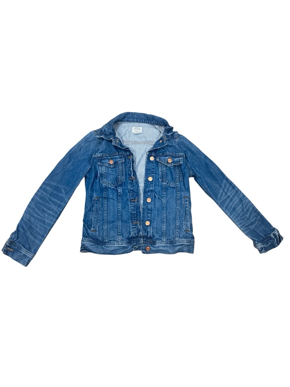 Women’s J.Crew medium-wash blue denim trucker jacket- size XXS